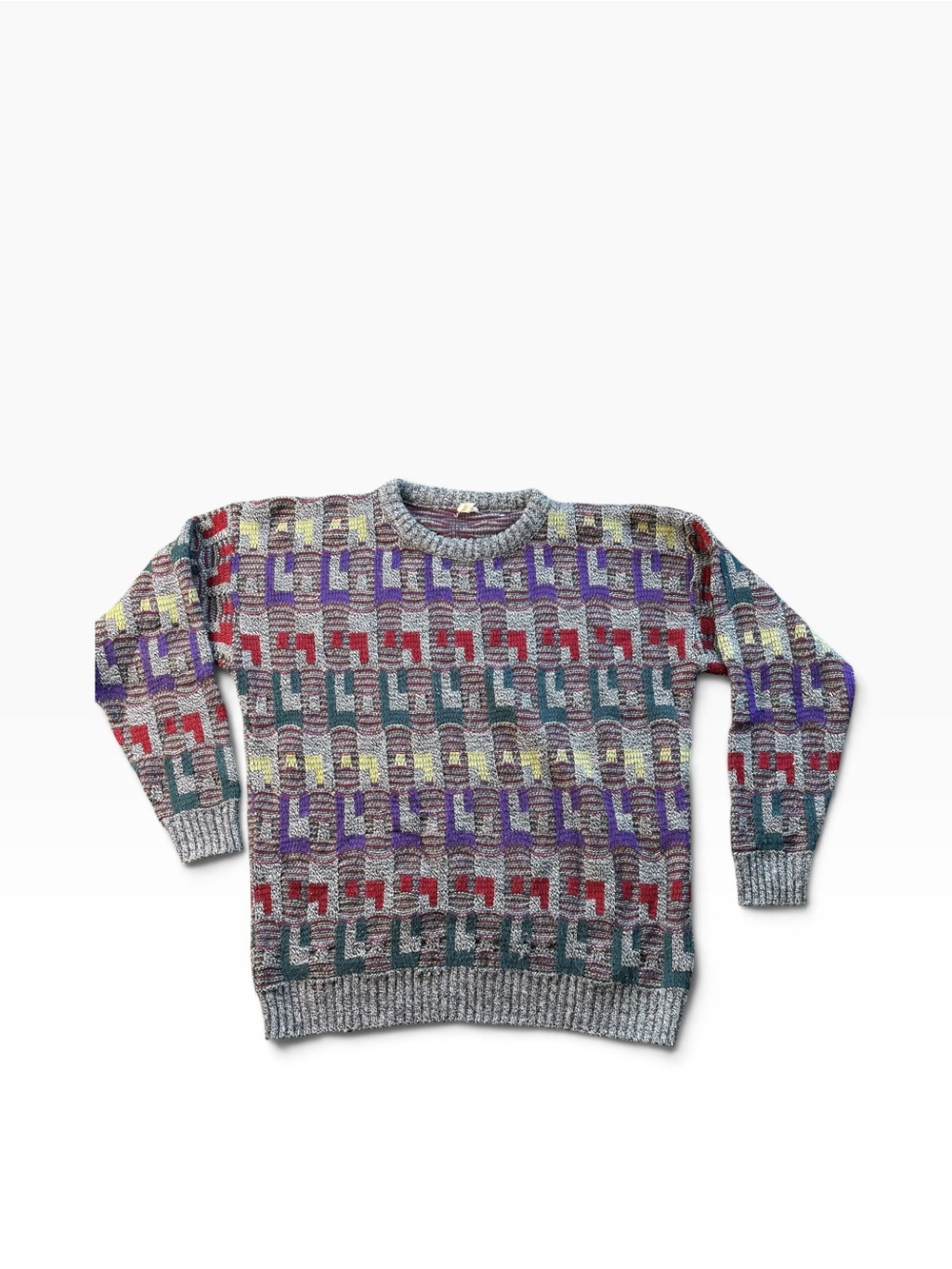 Men’s 3D Coogi Colorful Knit Sweater 90s Vintage Made In USA